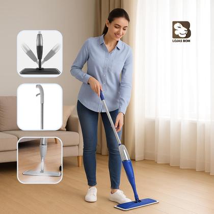Imagem de Vassoura Rodo Magico Mop Spray Giratório Com Reservatório Rodo De Limpeza Esfregão Microfibra Lavável