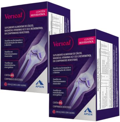 Imagem de Verical resveratrol kit c/2 cxs c/60 cprs cada + cálcio ossos fortes + vitamina d3 + k2 + manésio