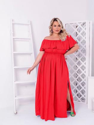 Imagem de Vestido feminino longo plus size festa fenda casamento convidada