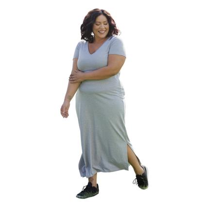 Imagem de Vestido Feminino Midi Longo Verão com Fenda e Bolsos 