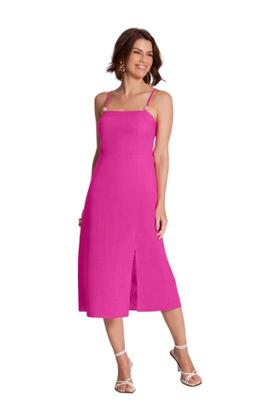 Imagem de Vestido Midi Lunender Em Linho E Fenda Rosa