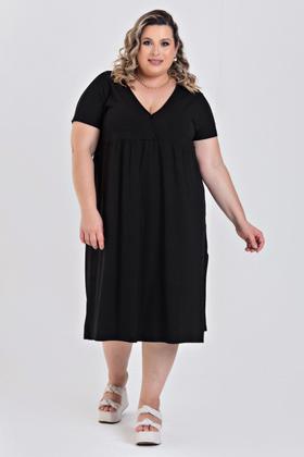 Imagem de Vestido Plus Size Malha de Viscose Detalhe Transpassado - Serena