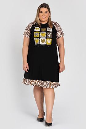 Imagem de Vestido Plus Size Malha Viscose c/ Estampa e Detalhe Anima Print - Serena