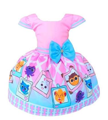 Imagem de Vestido Temático Infantil Bolo Fofo Quadros Busto Liso