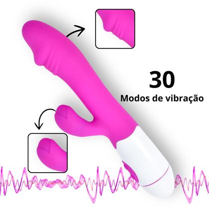 Imagem de Vibrador Feminino Sexual em Silicone 30 Níveis de Vibração Duplo Motor Ema 16x3cm Ponto G  Sex Shop