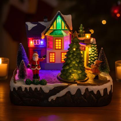 Imagem de Vila Natalina com Cenário e Iluminação Decoração Natalina com Arvore Nenada