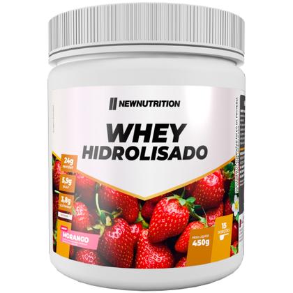 Imagem de Whey Protein Hidrolisado 450g Morango - 100% Proteína Hidrolisada Auxilia na Formação dos Músculos