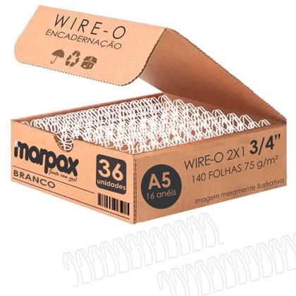 Imagem de Wire-o para Encadernação A5 3/4 2x1 para 140fls Branco 36un