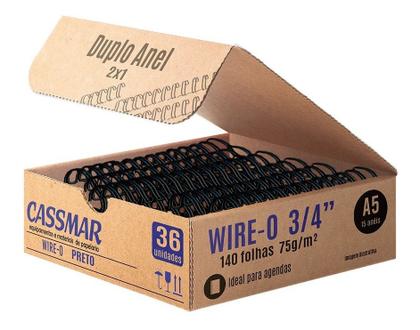 Imagem de Wire-o para encadernação A5 3/4 2x1 para 140fls preto 36un