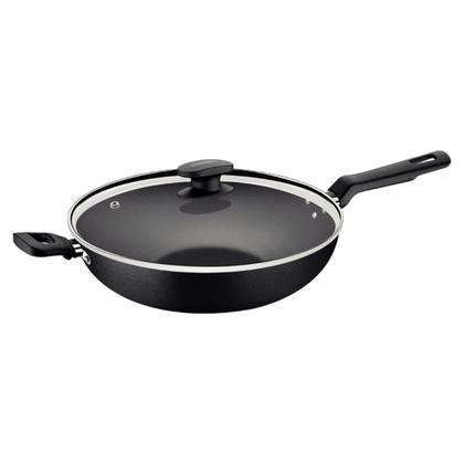 Imagem de Wok Tramontina Loreto com Tampa de Vidro 28cm 3,3L Preto