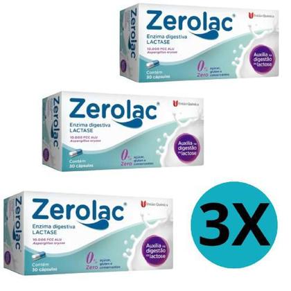 Imagem de Zerolac Enzima Lactase 10.000 30 Caps Kit C/3 Zero Açúcar